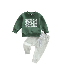 Toddler Infant Baby Boy Clothes Long Sleeve Striped T-Shirt Pullover Tops Solid Pants 2Pcs Fall Winter Outfits (Ha- Football Green, 0-6 Months)