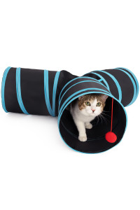 Pop Up Cat Tunnel Toy - Durable, Tear-Resistant Pet Tunnel For Cats, Rabbit Tunnel Kitty Tube - Space-Saving Cat Tunnels For Indoor Cats With Hanging Ball Peekaboo Hole - Interactive Cat Toy Tube