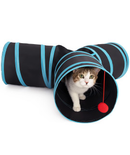 Pop Up Cat Tunnel Toy - Durable, Tear-Resistant Pet Tunnel For Cats, Rabbit Tunnel Kitty Tube - Space-Saving Cat Tunnels For Indoor Cats With Hanging Ball Peekaboo Hole - Interactive Cat Toy Tube
