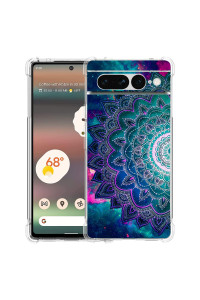 Beaucov Pixel 7 Pro Case, Mandala Flower Space Drop Protection Shockproof Case Tpu Full Body Protective Scratch-Resistant Cover For Google Pixel 7 Pro