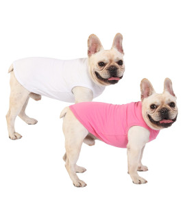 Sychien Dog Pink White Shirts,Soft Blank Cotton Tee-Shirt For Boy Girl Dogs,Plain Small Clothes,S Pink White