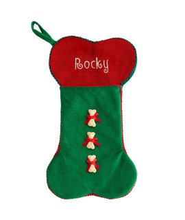 Lets Make Memories Personalized 3-D Plush Pet Christmas Stocking - For Dogs - Bone