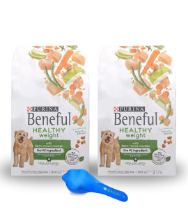 Beneful Healthy Weight Dog Food Bundle | Includes 2 Bags of Purina Beneful Healthy Weight Dog Food Chicken Flavor (3.5 LB) | Plus Paw Food Scoop!