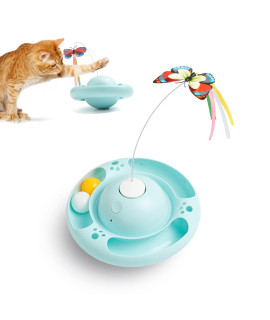 Potaroma Cat Toys Tumbler Smart Interactive Electronic Kitten Toy, Fluttering Butterfly, Bell Track Balls, Indoor Exercise Cat Kicker 3 Aa Batteries Required (Blue)