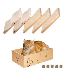Rubmeow Cat Scratch Pad Cardboard Cat Scratcher Box,5Pcs In 1 Scratching Pads For Indoor Cats,Reversible Durable,With Catnip