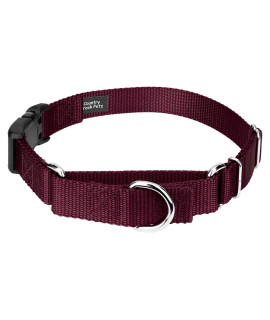Country Brook Petz - Burgundy Heavyduty Nylon Martingale with Deluxe Buckle - 30+ Vibrant Color Options (1 Inch, Large)