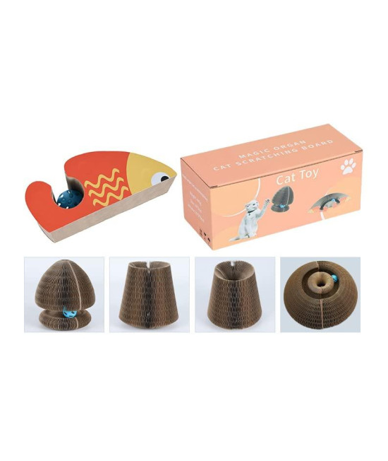 Pethse Magic Organ Cat Scratching Board, Interactive Scratch Pad Cat Toy With Toy Bell Ball