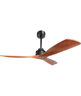 Caci Mall 60 Ceiling Fan Without Light, Remote Control, Indoor Outdoor Flush Mount Wood Modern Ceiling Fan For Bedroom, Dining Room, Patio, Living Room, Farmhouse, Office