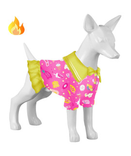 Lovinpet Chihuahua Fleece Coat, Warm Flannel Fabric Travel Trip Snacks Pink Prints Dog Apparel, Update Sweater For Dogs, Cozy Dog Pajamas For Cold Weather Using,Xs