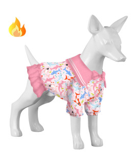 Lovinpet Dog Coat For Puppy Small, Upgrade Warm Pajamass For Dogs, Skin-Friendly Flannel Fabric Clothes For Dog, Big Bites Pink Prints Dog Sweater, Warm Dog Clothes For Small Dogs Breed,S