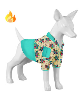 Lovinpet Pitbull Dog Coat - Lightweight Flannel Dogs Outfits, Upgraded Fit Soft Dog Winter Apparel, Skin-Friendly Fabric Colorful Flowers Prints Dog Clothes For Chihuahuas And Small Dog Breeds,