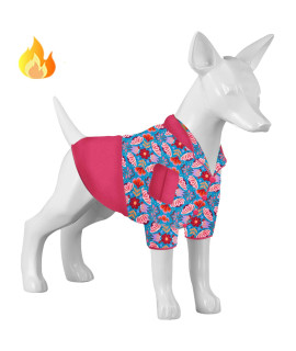 Lovinpet Pitbull Dog Coat, Skin-Friendly Pets Clothes, Easy Off Upgraded Flannel Fabric Clothes For Dog, Mexico Small Floral Blue Prints Dog Clothes, Warm Dog Clothes For Small Dog Breeds,
