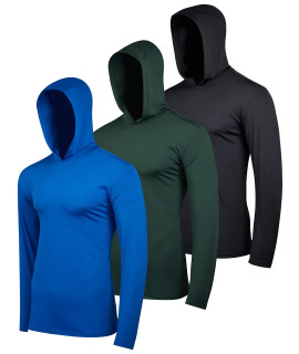3 Pack: Menas Big And Tall Quick Dry Fit Wicking Long Sleeve Active Athletic Hoodie Hooded T Shirt Workout Running Fitness Gym Sports Casual Sweatshirt Upf 50 Outdoor Hiking- Set 4, 5X Tall
