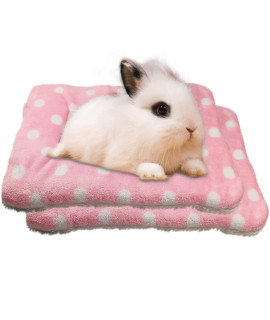 Rioussi Bunny Bed, Guinea Pig Warm Bed For Small Animals Rabbits Chinchillas Hedgehogs Baby Cats Ferrets14 X12, 2Pack, Pinkdot