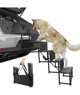 RIPFICEVAN Dog Car Ramp for Large Dogs Folding Dog Stairs Dog Ramp Dog Steps 5-Step Pet Car Ramp Nonslip Dog Car Ladder for SUV Trucks Travel Trailer