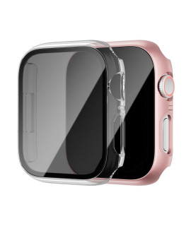 Cuteey 2 Pack For Apple Watch Se 2022 Series 6 5 4 Se Privacy Screen Protector Case 40Mm, Unti-Spy Glass Protector Hard Pc Cover Bumper For Iwatch Se 6 5 4 40Mm Accessories, Roseclear