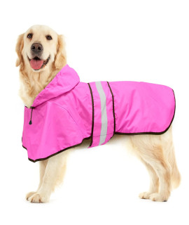 Weesiber Dog Raincoat - Reflective Dog Rain Jacket - Waterproof Dog Rain Coat - Lightweight Dog Poncho - Adjustable Dog Slicker For Large Dogs (X-Large, Pink)
