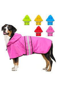 Weesiber Dog Raincoat - Reflective Dog Rain Jacket With Hoodie - Waterproof Dog Rain Coat - Adjustable Lightweight Dog Poncho Slicker For Medium Dogs (Medium, Pink)