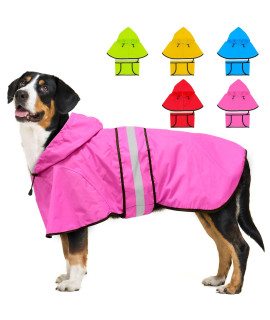 Weesiber Dog Raincoat - Reflective Dog Rain Jacket With Hoodie - Waterproof Dog Rain Coat - Adjustable Lightweight Dog Poncho Slicker For Medium Dogs (Medium, Pink)