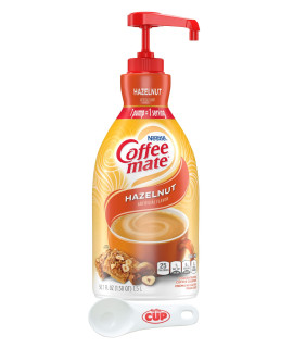 Coffee Mate Hazelnut Liquid Concentrate, 15 Liter Pump Bottle With By The Cup Coffee Scoop