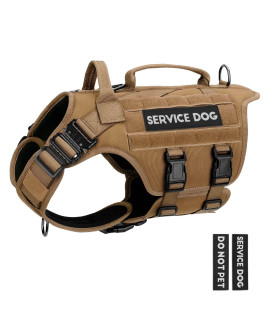 Tactical Dog Harness - Petnanny Dog Harness Service Dog Vest For Large Breed Dog Hook And Loop Panel For Service Dog Patch Work Dog Molle Vest With Handle For Walking Hiking Training(Khakim)