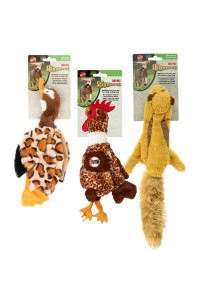 SPOT Skinneeez by Ethical Products - No Stuffing Dog Toy Chicken, Goose & Flying Squirrel Bundle - Flat Dog Toys - Tug Of War - Squeaky Toys - Long Lasting Animal Pelts For Aggressive Chewers (3 Pack)