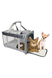 Collapsible Pet Carrier, Portable Soft-Sided Travel Bag Pet Carrier with Ventilated Design Adjustable Strap for Cats, Dogs, Puppies, Ideal for Traveling/Camping/Trip to The Vet (Grey)