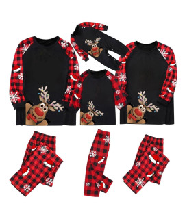 Awoscut Christmas Family Pajamas Holiday Christma Pajama Family Matching Pjs Set Cute Sleepwear Elk Xmas Jammies(754A, Kids, 8 Years)
