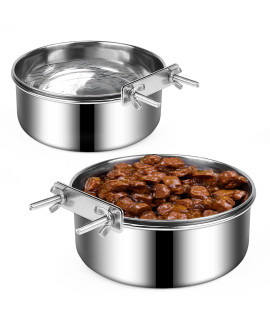 Dog Crate Water And Food Bowl, Shineme Stainless Steel Dog Bowls Hanging 2 Pack For Cage Crate Kennel, Spill Proof Dog Bowl For Medium And Small Sized Dogs Cats Pets (63 26A 55 24A)