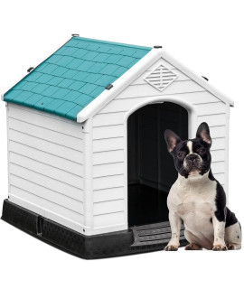 YITAHOME Large Plastic Dog House Outdoor Indoor Insulated Doghouse Puppy Shelter Water Resistant Easy Assembly Sturdy Dog Kennel with Air Vents and Elevated Floor (28.5'L*26''W*28''H, Blue)