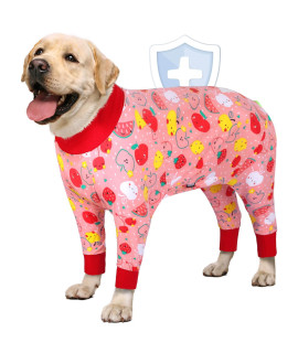 Aofitee Dog Recovery Suit After Surgery Dog Onesie, Dog Surgical Recovery Shirt For Abdominal Wounds, Fruits Printed Dog Pajamas Bodysuit For Medium Large Dog Cone Alternative, Full Body For Shedding