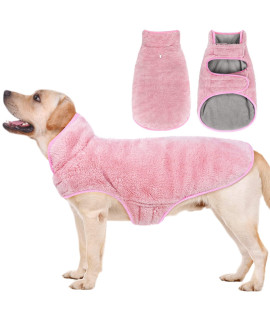 Malier Dog Winter Coat, Reversible Fleece Dog Cold Weatheracoatsadog Jacketafor Dogs, Windproof Warm Dog Coat Snow Dog Jacket Vest Pet Dog Clothesafor Small Medium Large Dogs (Small, Pink)