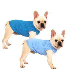 Sychien Dog Blank Blue Shirt,Boy Girl Dogs Large Tee Shirts,Plain French Bulldog T-Shirt,L Blue Royal