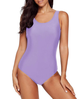 Aleumdr Womens One Piece Swimwear Swimsuits Bathing Suits Criss Cross Backless Tummy Control Sports Active Monokini Plus Size One Piece Purple Er X-Large