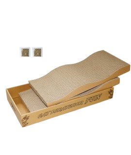 Rubmeow Cat Scratch Pad Cardboard Cat Scratcher Box,2Pcs In 1 Scratching Pads For Indoor Cats,Reversible Durable,With Catnip