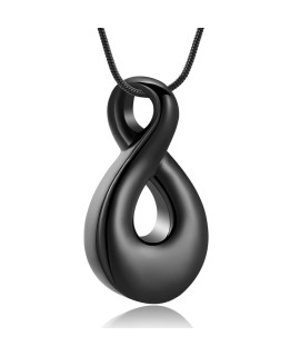 Vccwyqk Infinity Cremation Jewelry For Ashes Urn Necklace Pendant Locket Keepsake Memorial Jewelry For Pethuman(Black)
