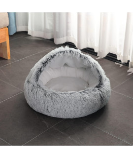 Sedoxx Fluffy Cat Bed Dog Bed Plush Cave Bed Round Donut Pet Bed For Small Medium Pets Kitten Puppy Indoor Calming Beds Cosy Washable Anti-Slip65Cmgrey