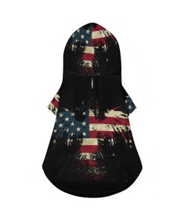 Funnystar American Flag Eagle Dog Hoodie Cloth Cat Sweatershirt Outfit With Hat Soft Pet Coat Pullover