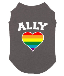 Ally Rainbow Heart - Supporter Dog Shirt (Dark Gray, Small)