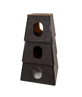 Happystack Cat Tower Model HS3SQBLK1 Pyramid Design in Black Indoor/Outdoor Carpet