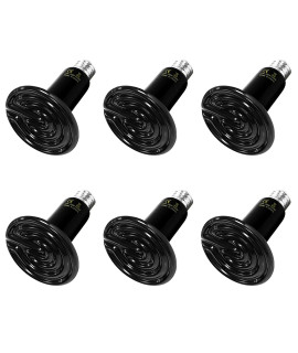 Simple Deluxe 150W 6-Pack Ceramic Heat Emitter Reptile Heat Lamp Bulb No Light Emitting Brooder Coop Heater For Amphibian Pet Incubating Chicken, Black
