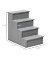 PawHut Pet Stairs, Small Pet Steps with Cushioned Removable Covering for Dogs and Cats Up to 22 Lbs., Grey