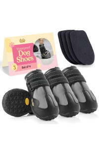 Waterproof Dog Shoes - Stylish Designed Shoes for Dogs - Dog Boots with Non-Slip Rubber Bottom Protects Paw from Hot or Cold Pavement, Dog Booties with Reflective Straps for Dogs Safety, Puppy Shoes.