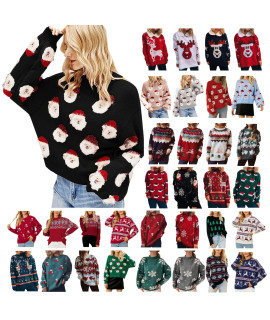 Christmas Sweaters For Women Ugly Cute Santa Cluas Crewneck Jumper Tops Winter Warm Casual Loose Xmas Sweater Pullover
