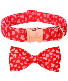 2023 New Valentines Day Boy Dog Collar Bow Tie-Babole Pet, Pink Red Love Male Dog Collar With Safety Metal Buckle Adjustable Puppy Collars For Small Medium Large Boy & Girl Dog,M-Neck 135-22