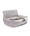 Nandog Pet Gear Luxury Dog Car Seat Bed (Large Quilted Light Gray)