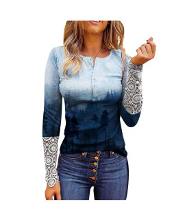 Fall Tops Women 2022 Trendy Womens Ribbed Knit Henley To Wear With Leggings Shirts Loose Fit Long Sleeve Tunic Lace Tops Button Shirt Plus Size Elegant Casual Blouses Blusas De Mujer