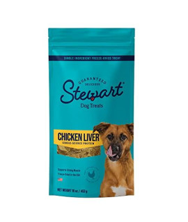 Stewart Freeze Dried Dog Treats, Chicken Liver, Healthy, Natural, Single Ingredient, Grain Free Dog Treat, Liver Treats for Dogs, 16 Ounces, Resealable Pouch