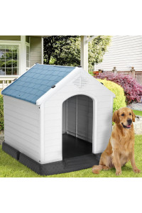 Plastic Dog House Indoor Outdoor Dog Kennel For Large Dogs, Pet Shelter With Elevated Floor, Air Vents Ventilate Waterproof Pet Shelter