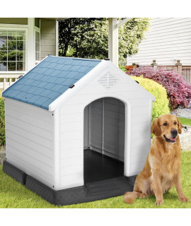Plastic Dog House Indoor Outdoor Dog Kennel For Large Dogs, Pet Shelter With Elevated Floor, Air Vents Ventilate Waterproof Pet Shelter